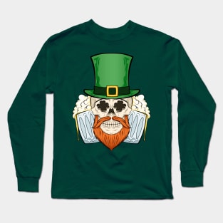 skull patricks day beer Long Sleeve T-Shirt